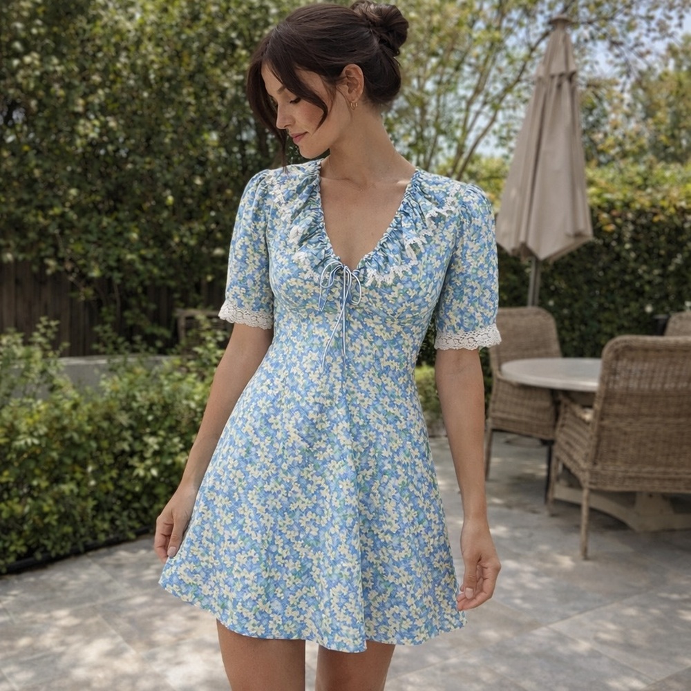 RIXO Anya Pastel Floral Dress